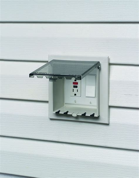 attach electrical box to vinyl siding sigma|outdoor receptacle box for siding.